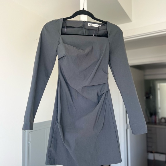 Zara Charcoal Long-Sleeve Dress - Picture 1 of 7